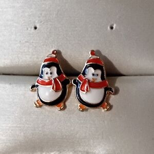 Cute Penguin Stud Earrings in Black, White & Red